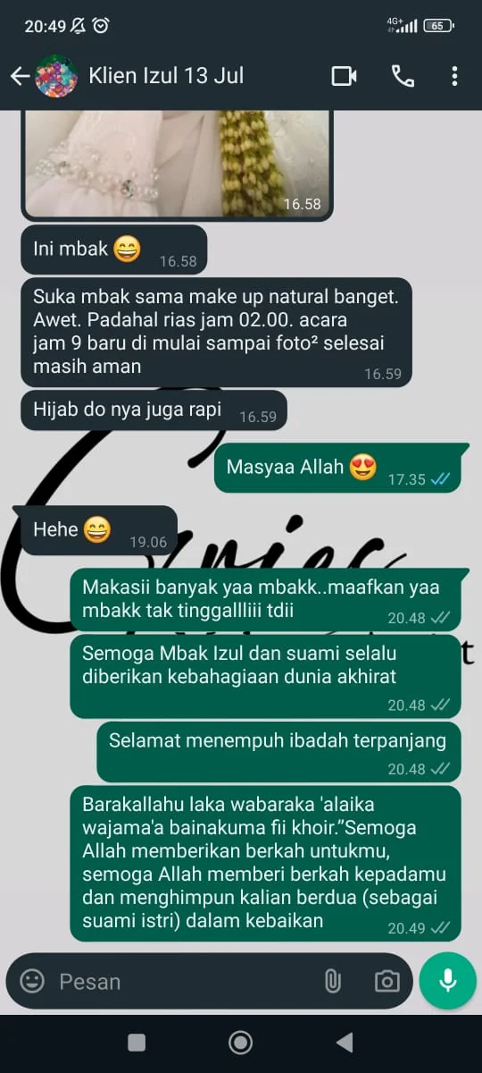 Chat testimoni makeup wisuda anti luntur Griesmakeup Malang 8